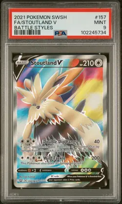 2021 POKEMON SWORD & SHIELD BATTLE STYLES #157 FULL ART/STOUTLAND V PSA 9 - Image 1