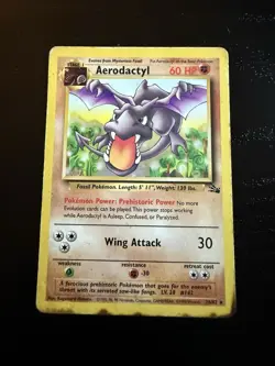 Aerodactyl 16/62 Fossil 1999 Pokemon Card Non-Holo Rare Unlimited Damaged - Image 1