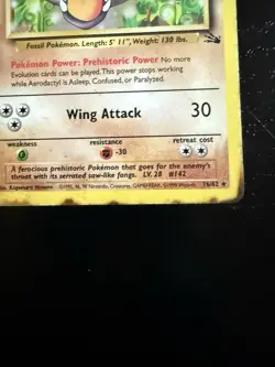 Aerodactyl 16/62 Fossil 1999 Pokemon Card Non-Holo Rare Unlimited Damaged - Image 4