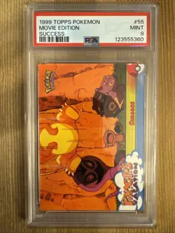 Pokemon TCG Success #55 Pikachus Vacation Topps The First Movie Card 1999 PSA 9 - Image 1