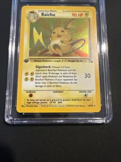 Pokemon Card Fossil 1st Edition Raichu Incomplete Holo Pattern CGC 8.5 error - Image 4