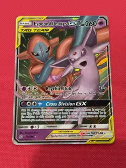 2019 POKEMON SUN & MOON UNIFIED MINDS #72/236 ESPEON DEOXYS GX TAG TEAM - Image 1