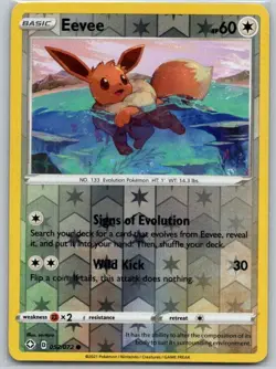 Eevee 052/072 Common Shining Fates Pokemon Reverse Holo Near Mint - Image 1