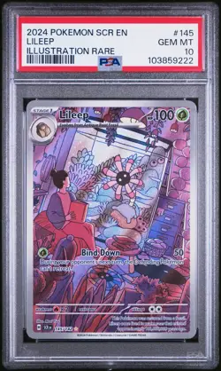 Pokemon TCG Lileep 145/142 SV07 Stellar Crown Illustration Rare Holo EN PSA 10 - Image 1
