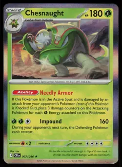 Chesnaught 007/086 Rare Chaos Rising Pokemon Holo Near Mint - Image 1