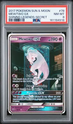 Pokemon Shining Legends Mewtwo GX 78/73 Secret Rare Holo PSA 8 (2017) - Image 1