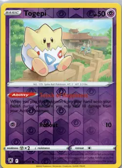 Pokemon TCG Togepi 055/189 Astral Radiance Rev Holo NM - Image 1