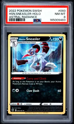 2022 POKEMON SWORD & SHIELD ASTRAL RADIANCE #093 HISUIAN SNEASLER-HOLO PSA 8 - Image 1