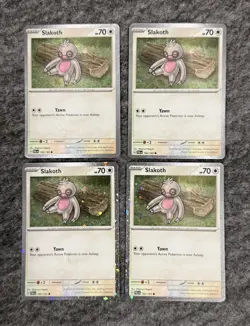X4 Slakoth 160/193 Cosmos Holo Pokemon TCG EN NM Sloth Battle Deck Set Basic Wi - Image 1