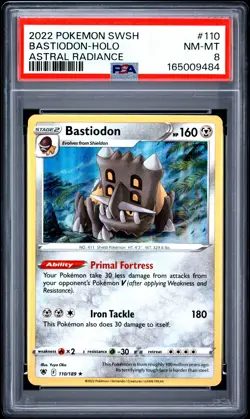 2022 POKEMON SWORD & SHIELD ASTRAL RADIANCE #110 BASTIODON-HOLO PSA 8 - Image 1