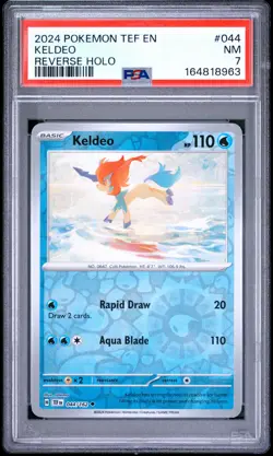 2024 POKEMON TEF EN-TEMPORAL FORCES REVERSE HOLO #044 KELDEO PSA 7 - Image 1