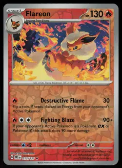 Flareon 013/131 Rare Prismatic Evolutions Pokemon Reverse Holo Near Mint - Image 1