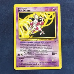 Pokemon TCG Mr. Mime Base Set 2 Unlimited Rare Card 27/130 MP - Image 1