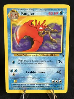 Kingler 38/62 Fossil Unlimited Pokemon TCG LP Condition WOTC Vintage - Image 1