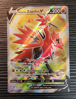 Galarian Zapdos V 173/198- Chilling Reign- Full Art Holo Rare Card- Pokemon - Image 1