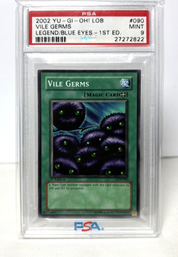 2002 YuGiOh VILE GERMS 1st Ed PSA 9 LOB-090 The Legend of Blue-Eyes White Dragon - Image 1
