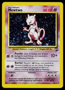 Pokemon Card - Mewtwo Base Set 2 10/130 Holo Rare SWIRL - Image 1