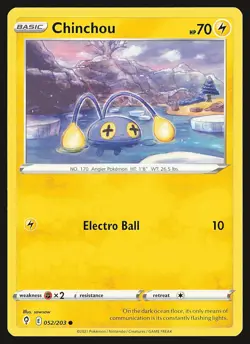 SWSH07: Evolving Skies Chinchou #052/203 Common Pokemon Card - Image 1
