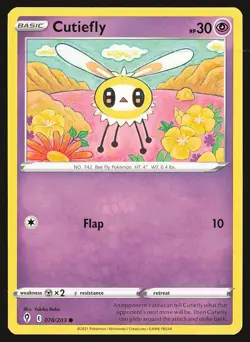 SWSH07: Evolving Skies Cutiefly #078/203 Common Pokemon Card - Image 1