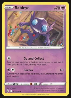 SWSH07: Evolving Skies Sableye #067/203 Common Pokemon Card - Image 1