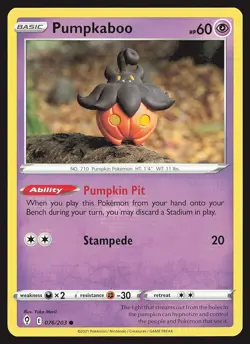 SWSH07: Evolving Skies Pumpkaboo #076/203 Common Pokemon Card - Image 1