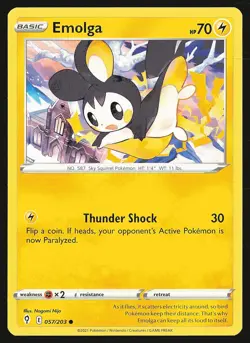 SWSH07: Evolving Skies Emolga #057/203 Common Pokemon Card - Image 1