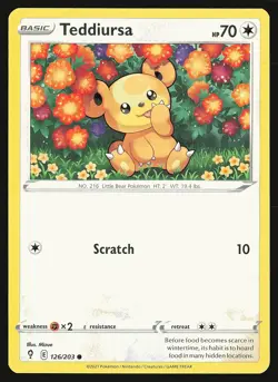 SWSH07: Evolving Skies Teddiursa #126/203 Common Pokemon Card - Image 1