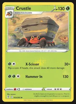 SWSH07: Evolving Skies Crustle #012/203 Uncommon Pokemon Card - Image 1