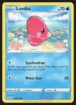 SWSH07: Evolving Skies Luvdisc #039/203 Common Pokemon Card - Image 1