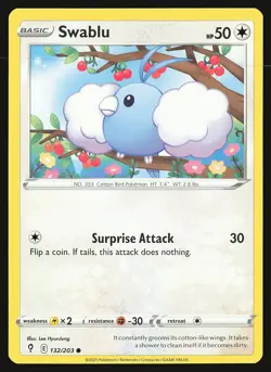 SWSH07: Evolving Skies Swablu #132/203 Common Pokemon Card - Image 1