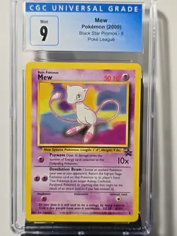 CGC 9 MINT Mew # 8 WOTC Black Star Promo Pokemon Card - Image 1