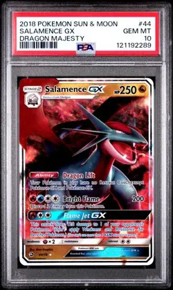2018 POKEMON SUN & MOON DRAGON MAJESTY #44 SALAMENCE GX PSA 10 (289 - Image 1