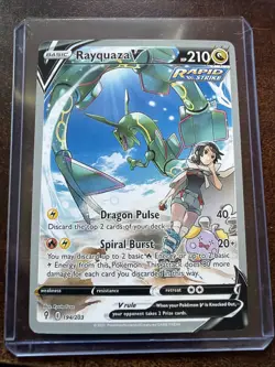 Rayquaza v 194/203 Pokemon Evolving Skies Rare Card Non Holo Fan Art - Image 1