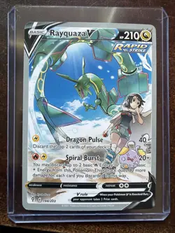 Rayquaza v 194/203 Pokemon Evolving Skies Rare Card Non Holo Fan Art - Image 2