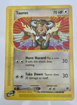 Tauros 133/165 Common Expedition Base Set Pokemon Damaged - Image 1