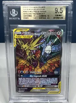 2019 Pokemon Moltres & Zapdos & Articuno Tag Team GX Black Star Promo BGS 9.5 - Image 1