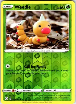 Weedle 002/073 Common Champion's Path Pokemon Reverse Holo Near Mint - Image 1