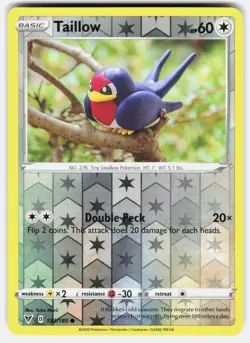 Taillow 133/185 Common Vivid Voltage Pokemon Reverse Holo Near Mint - Image 2