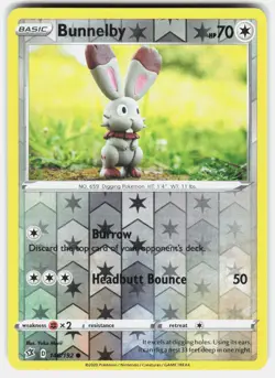 Bunnelby 146/192 Common Rebel Clash Pokemon Reverse Holo Lightly Played - Image 2