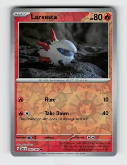 Larvesta 040/197 Reverse Holo Common Obsidian Flames Pokemon 2023 Near Mint - Image 1