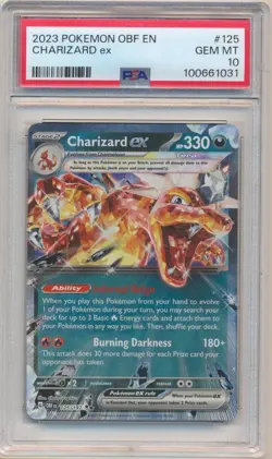 2023 Pokemon Obsidian Flames Charizard ex 125 PSA 10 Gem Mint - Image 1