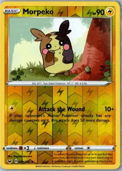 Morpeko Sword & Shield 078/202 Rare Reverse Holo Lightly Played - Pokemon Card - Image 1