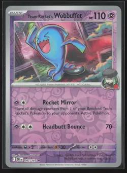 Team Rocket's Wobbuffet Rare SV10: Destined Rivals 082/182 NM Pokemon Card - Image 1