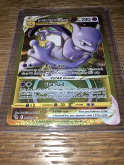 Pokemon Go Mewtwo VSTAR Gold Secret Rare Card 086/078 - Image 1