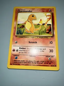 Charmander 46/102 Base Set Unlimited Pokemon TCG Card Vintage WOTC Common NM - Image 2