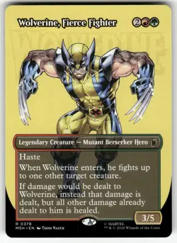 Wolverine, Fierce Fighter (Borderless) 378 Marvel Super Heroes MTG NM - Image 1