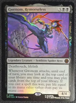 MTG Magic the Gathering Marvel's Spider-Man Gwenom, Remorseless 286 Foil Promo - Image 1