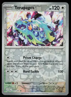Terapagos 161/191 Rare Surging Sparks Pokemon Reverse Holo Near Mint - Image 1