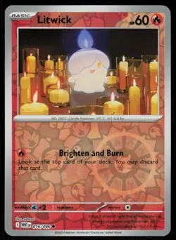 Litwick 016/086 Common White Flare Pokemon Reverse Holo Near Mint - Image 1