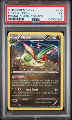 2015 Pokemon XY Flygon 110/160 Cosmos Holo Primal Clash SWIRL PSA 5 Low Pop Rare - Image 1